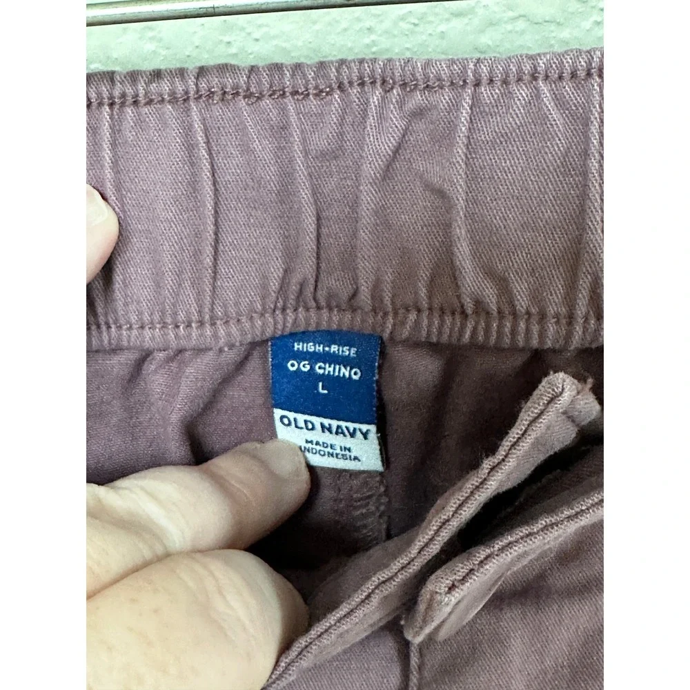 Old Navy OG Chino Pants Womens Large High Rise Straight Leg Plum Purple Cropped